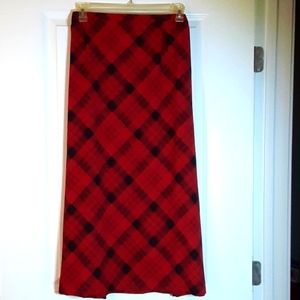 Coldwater Creek 2X Long Skirt Red & Black Tartan